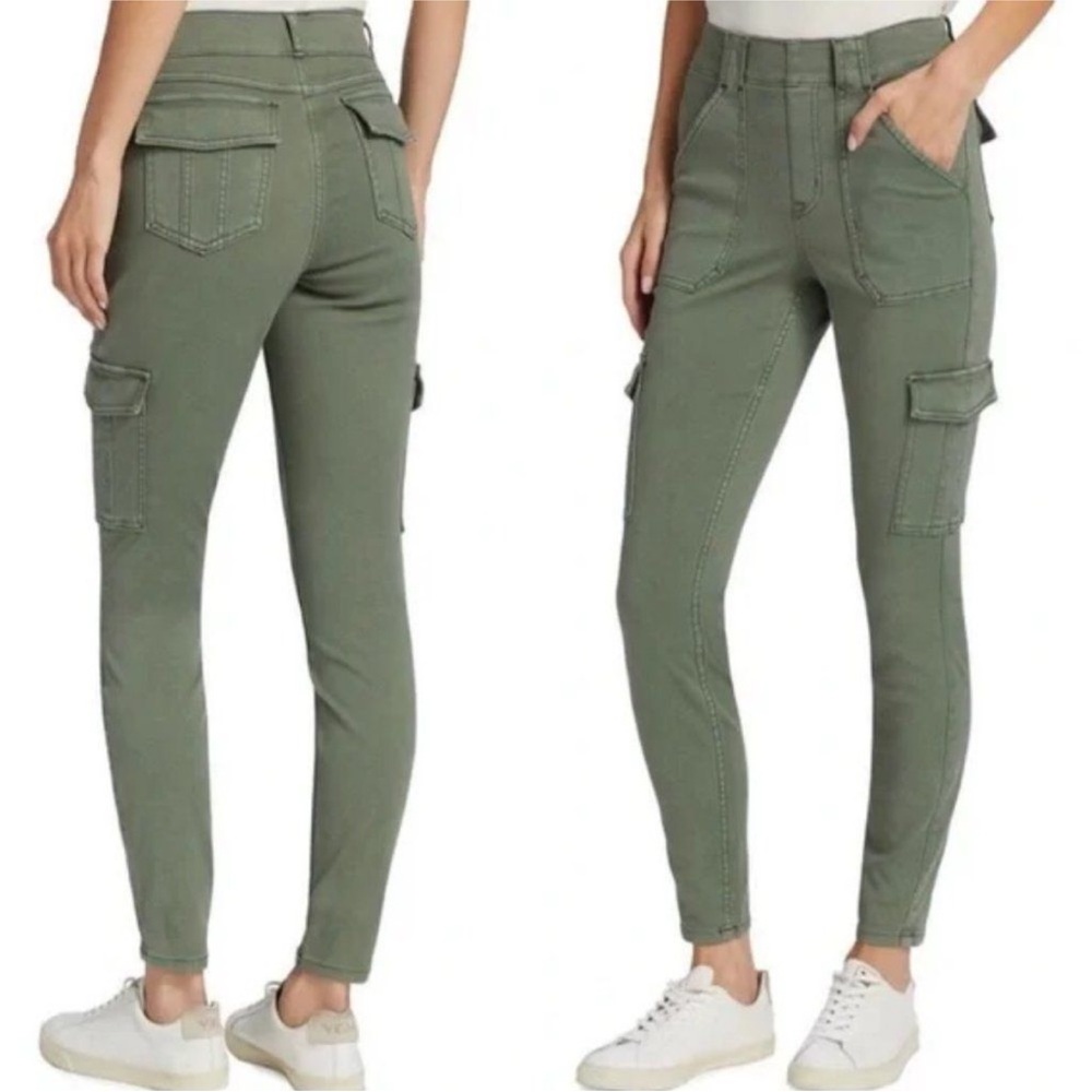 Spanx Twill Ankle Cargo Pant in Soft‎ Green Sage Stretch Women’s Large